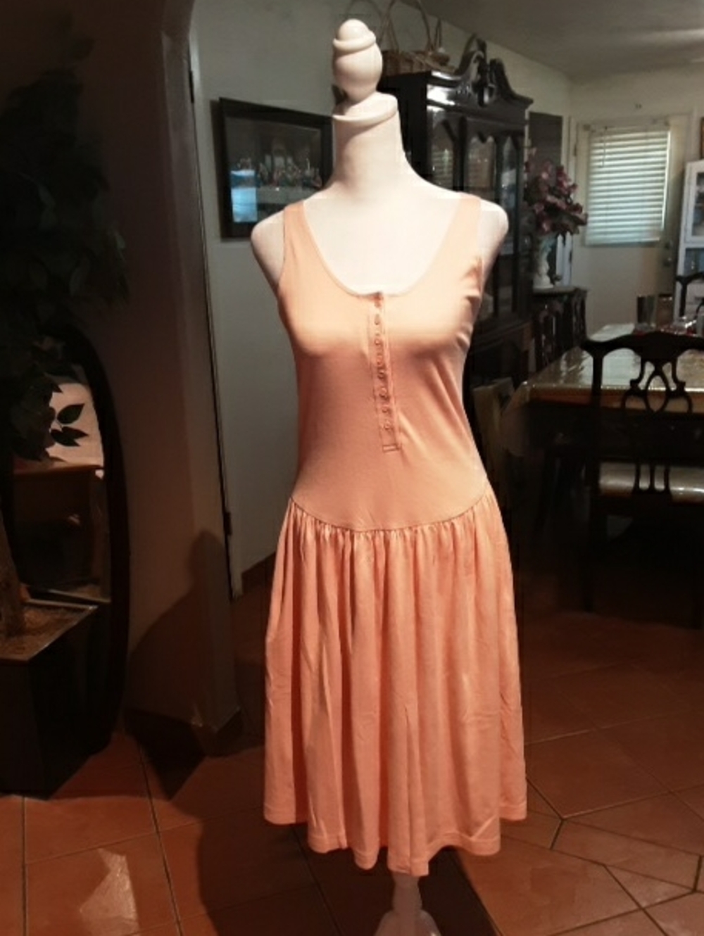 Ricki's Peach Button-Front Sleeveless Midi Dress